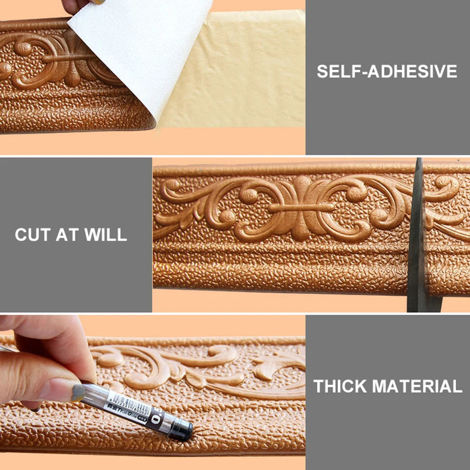 10/2.3meter Home Stickers Self Adhesive Waterproof Wall Trim Line Skirting Border Room Decoration Bedroom Bathroom Accessories