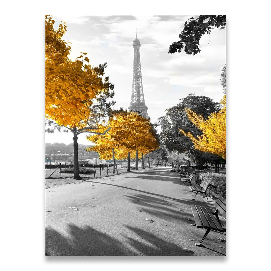 Black And White Landscape Nordic Canvas Painting Set Art Yellow Scenery Wall Picture For Living Room Decoration Poster And Print