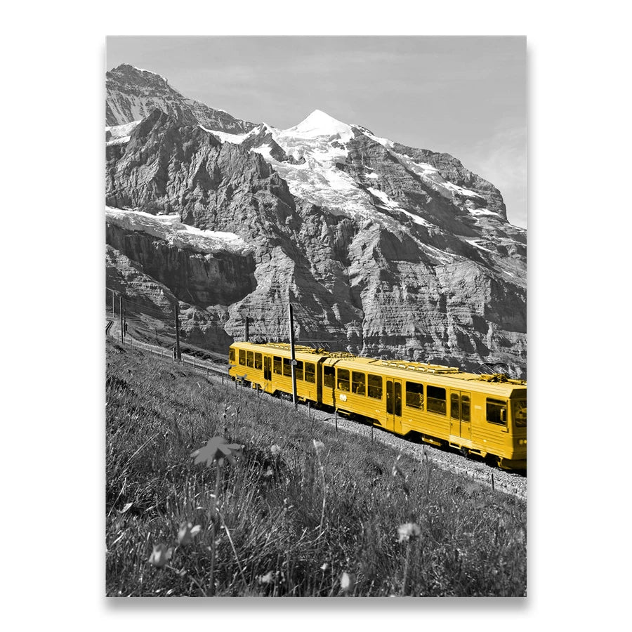 Black And White Landscape Nordic Canvas Painting Set Art Yellow Scenery Wall Picture For Living Room Decoration Poster And Print