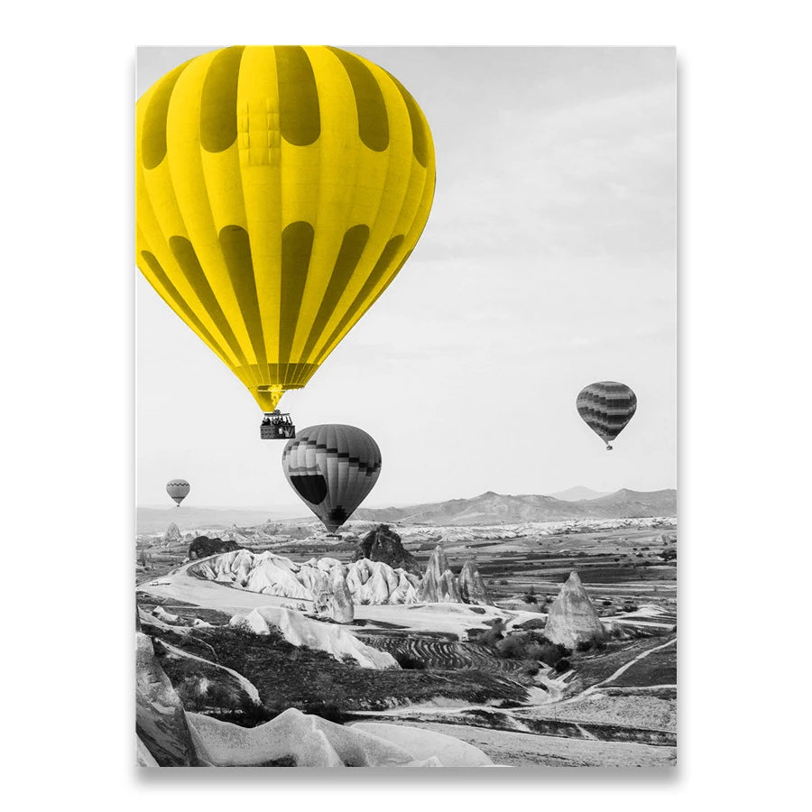 Black And White Landscape Nordic Canvas Painting Set Art Yellow Scenery Wall Picture For Living Room Decoration Poster And Print
