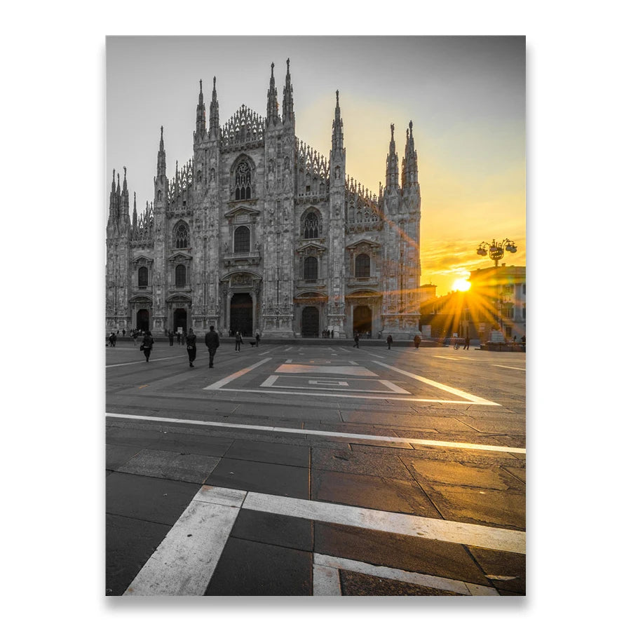 Black And White Landscape Nordic Canvas Painting Set Art Yellow Scenery Wall Picture For Living Room Decoration Poster And Print