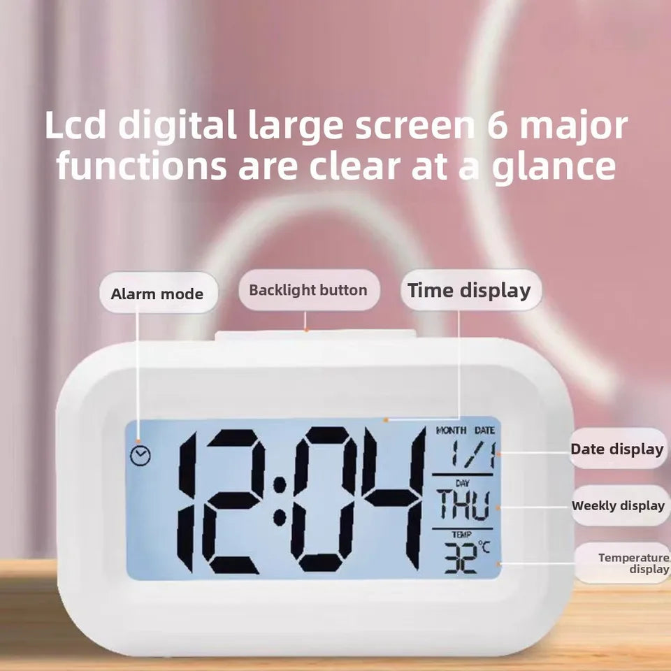 Alarm Clock Digital Clock LED Electronic With Backlight Snooze Calendar For Home Office Desktop Table Screen Display Watch