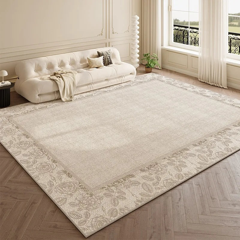 French Living Room Carpet Beige Lines Light Luxury High-end Retro Floor Mats Large Area Cream Style Bedroom Sofa Rug Ковер Tapis