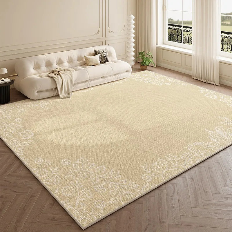 French Living Room Carpet Beige Lines Light Luxury High-end Retro Floor Mats Large Area Cream Style Bedroom Sofa Rug Ковер Tapis